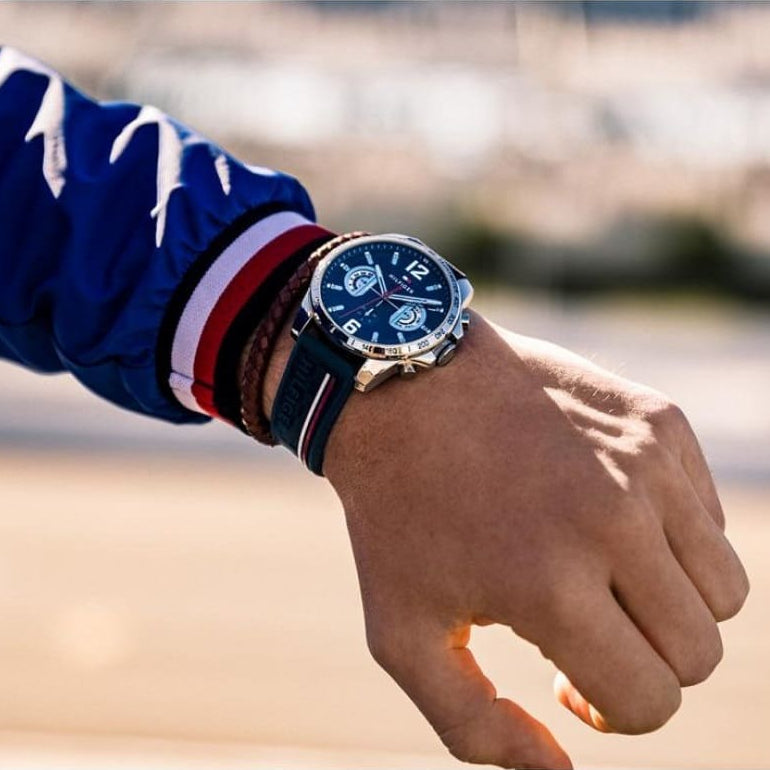 Tommy Hilfiger Men’s Watch Blue Silicone Strap With Blue Dial And Silver Case 1791476