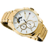 Tommy Hilfiger Men’s Watch Stainless Steel Gold Strap With White Dial And Gold Case 1791538