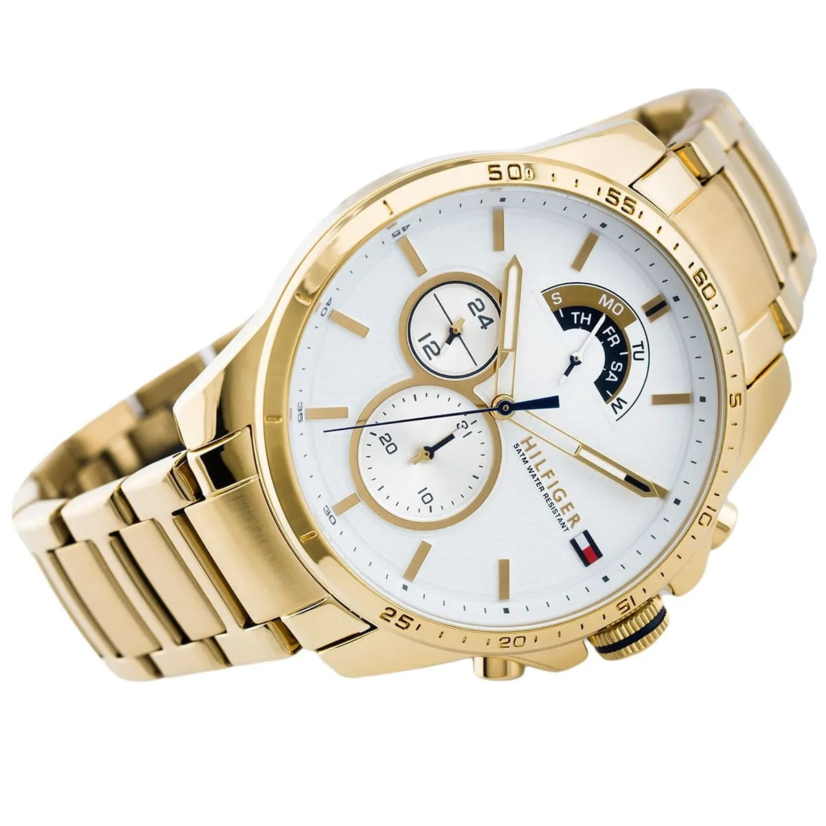 Tommy Hilfiger Men’s Watch Stainless Steel Gold Strap With White Dial And Gold Case 1791538