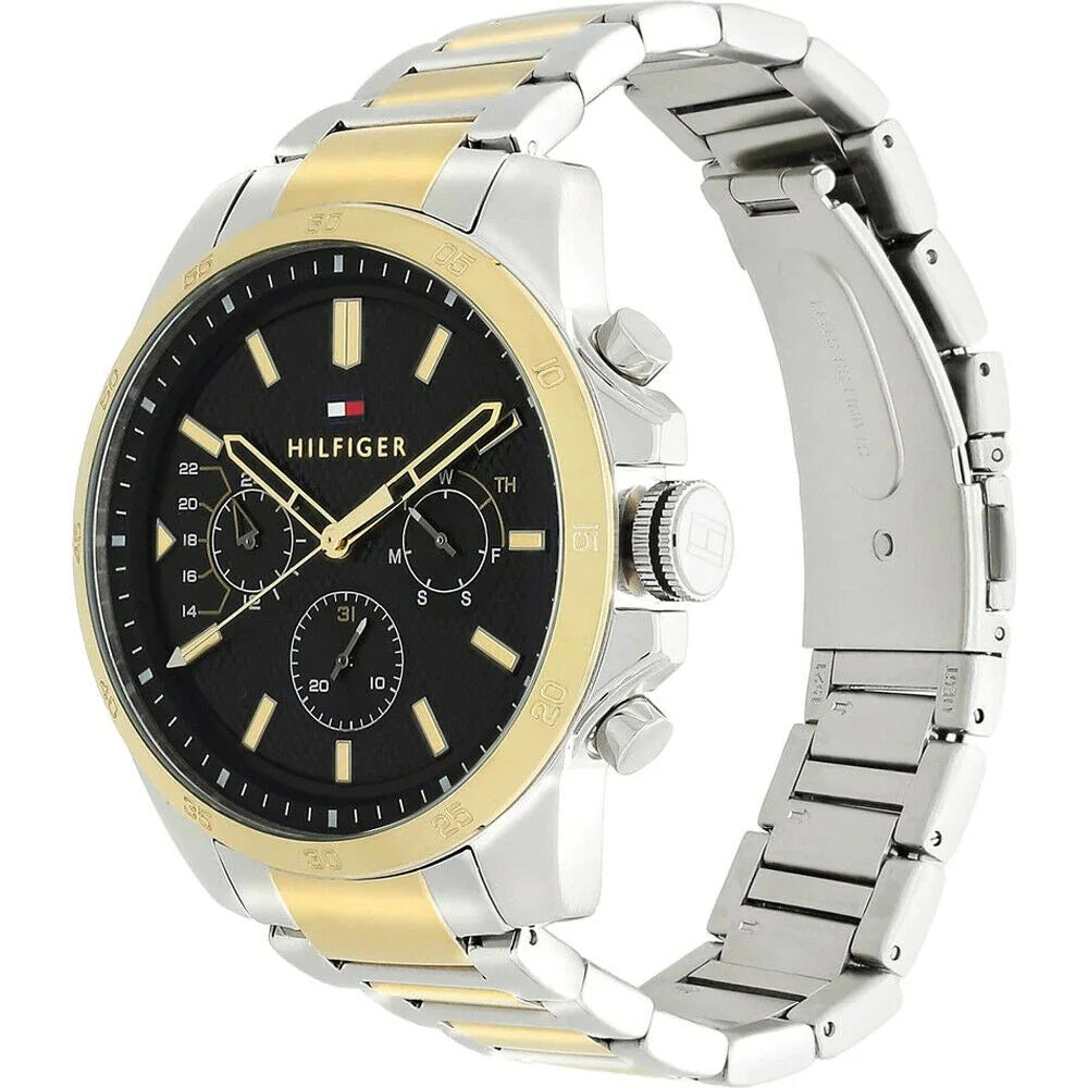 Tommy Hilfiger Men’s Watch Two-Tone Silver & Gold Strap With Black Dial 1791559