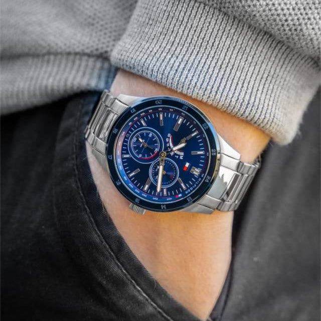 Tommy Hilfiger Men’s Watch Stainless Steel Silver Strap With Blue Dial 1791640