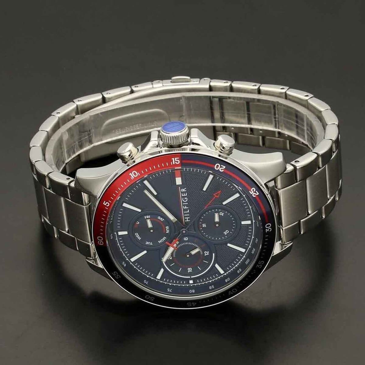 Tommy Hilfiger Men's Watch Stainless Steel Silver Strap With Blue Dial 1791718