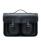 Twin Pocket Executive Handmade Leather Satchel - Black