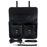Twin Pocket Executive Handmade Leather Satchel - Black
