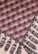 NEW VASSILISA Edition: 100% wool scarf - leather quilt print in rose colour, XL